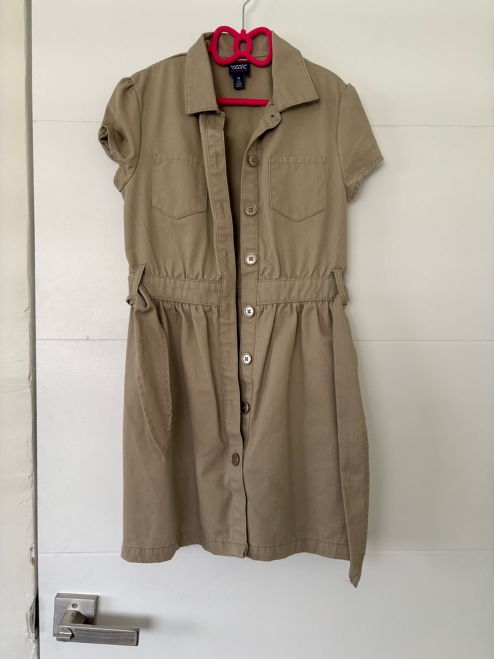 Kids French Toast Khaki Button-Front Mini Dress